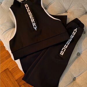 Burberry Black Logo Zip Top and Pants